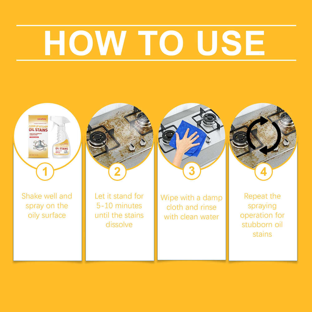 Jakehoe Degreasing Cleaning Spray Kitchen Utensils, Removes Grease Oil Stains, Suitable for Stovetops and Range Hoods S260130