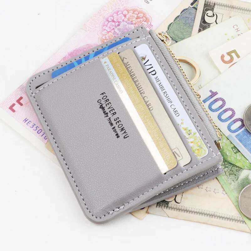 New Brand Super Thin Small Credit Holder Wallet Women's Leather Key Chain ID Card Case Slim Female Ladies Mini Coin Purse Z260130