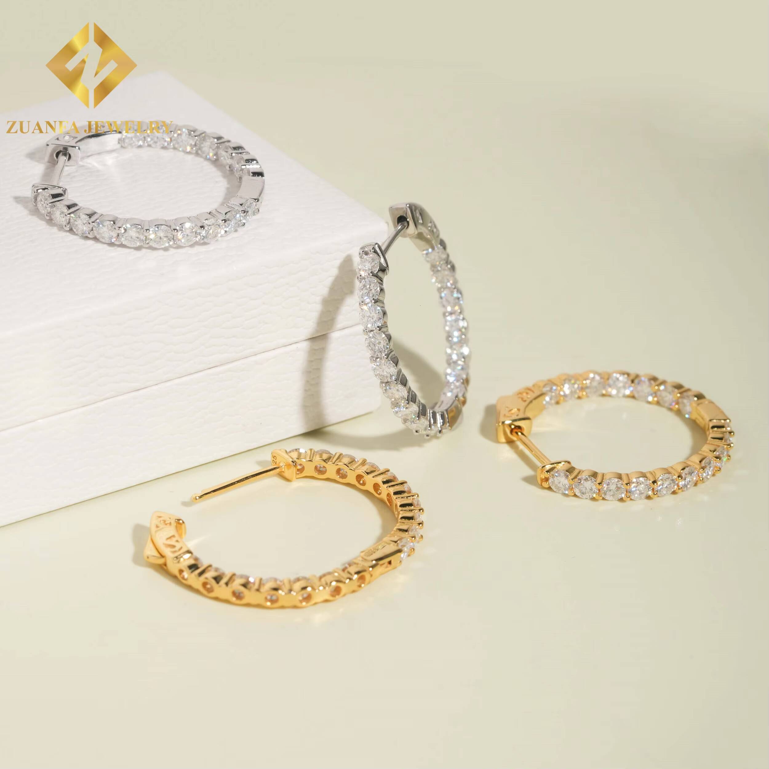 Fashion 29mm Hoop Earring 925 Sterling Silver VVS Moissanite Diamond Hoop Earring Dazzling and Sparkling Hoop Jewelry Unisex