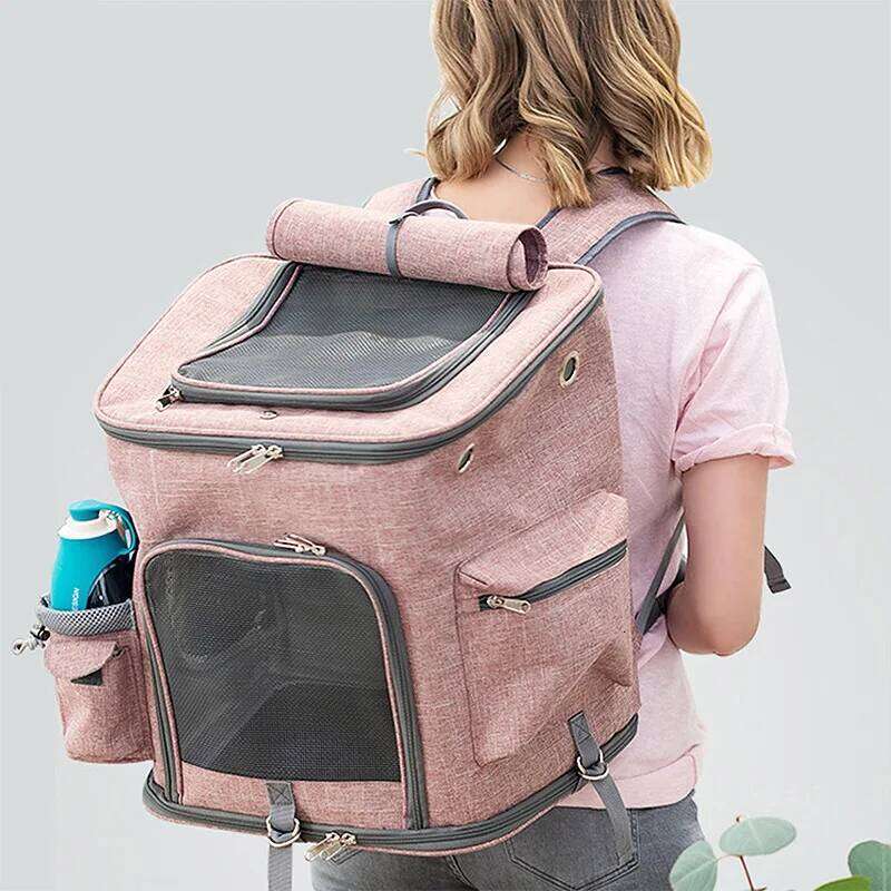 Foldable Cat Backpack, Large Capacity Travel Pet Carrier with Adjustable Straps, Portable Dog Backpack Bag for Small Pets 26H0130