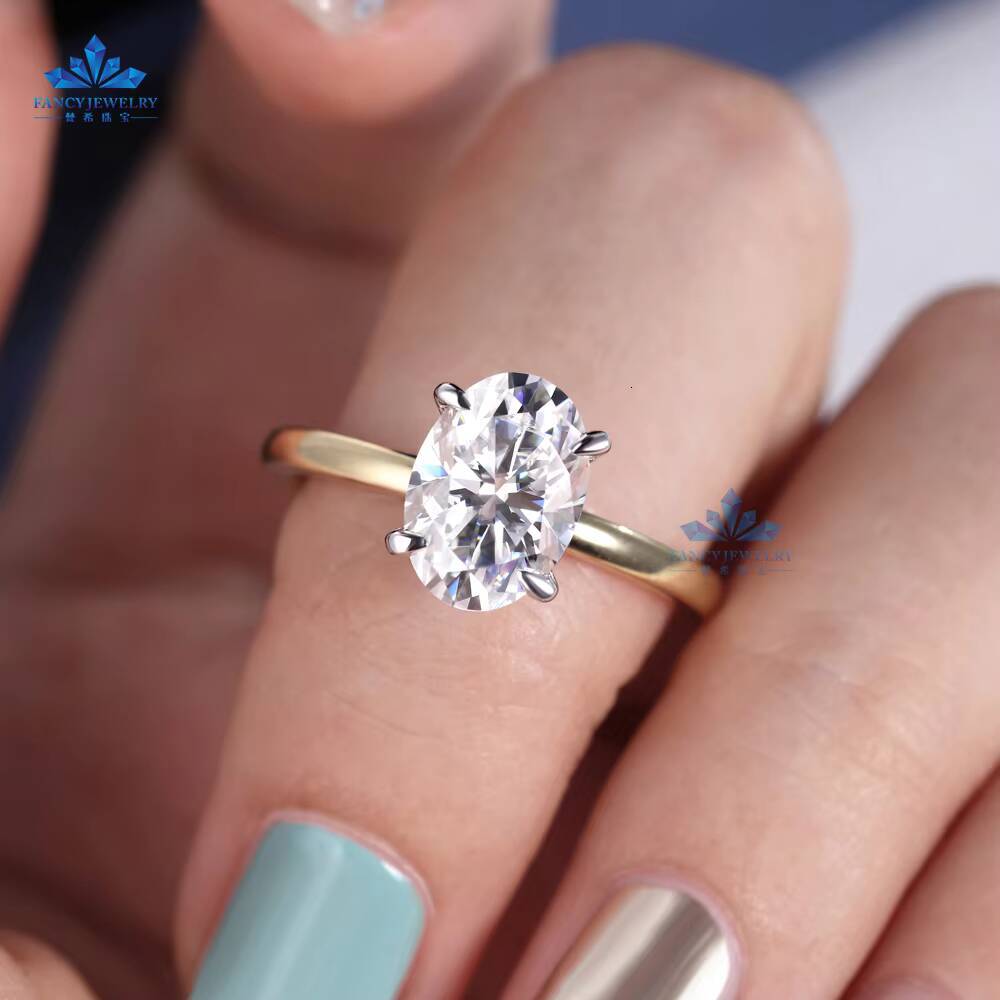 Gold Jewelry Customized Ring Different Design Required 25 CT Oval Cut 14K 18K White Rose Yellow Solid Gold Ring for Women