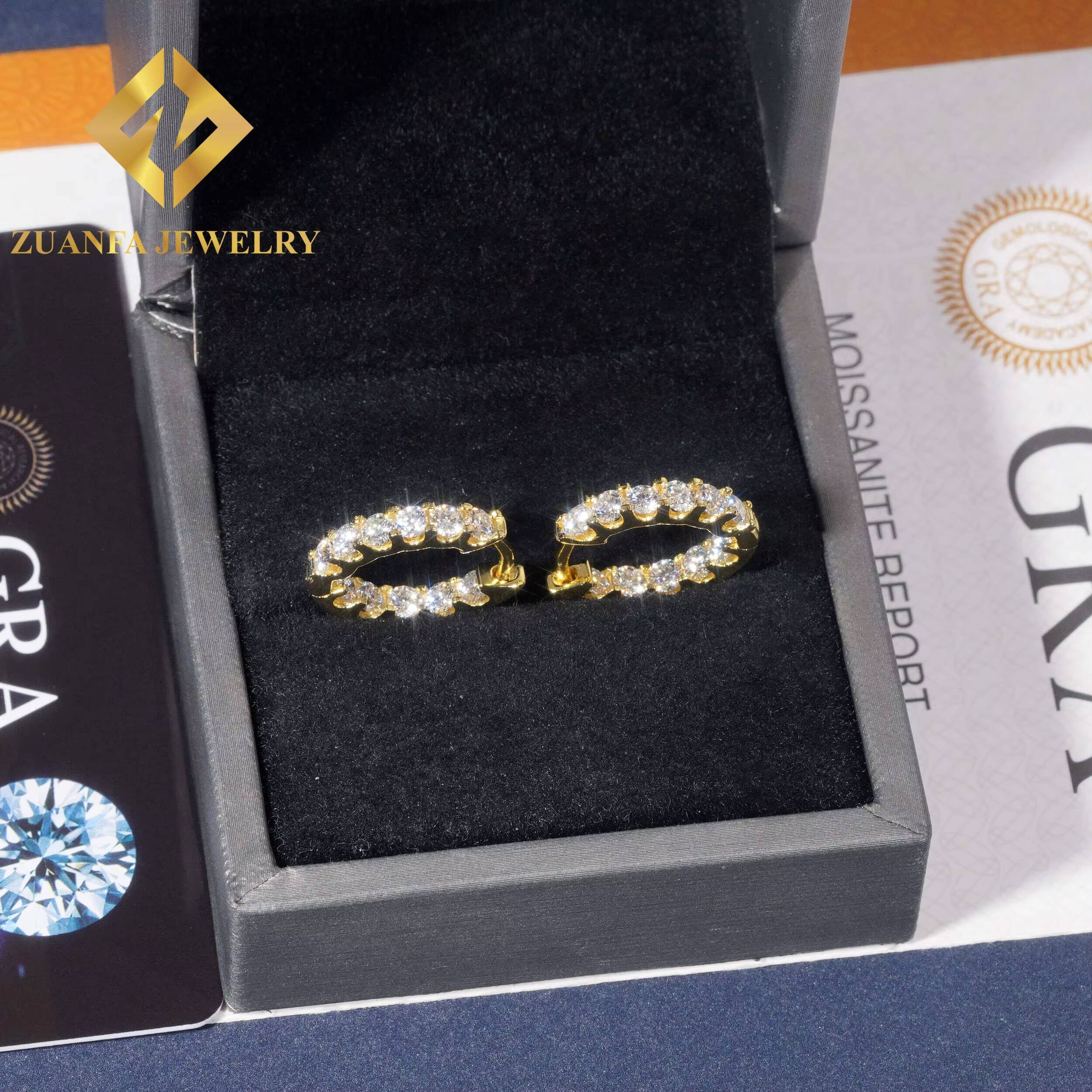 Fashion Women Tennis Earring 925 Sterling Silver VVS Moissanite Diamond Hoop Earring Hip Hop Earring Jewelry for Engagement