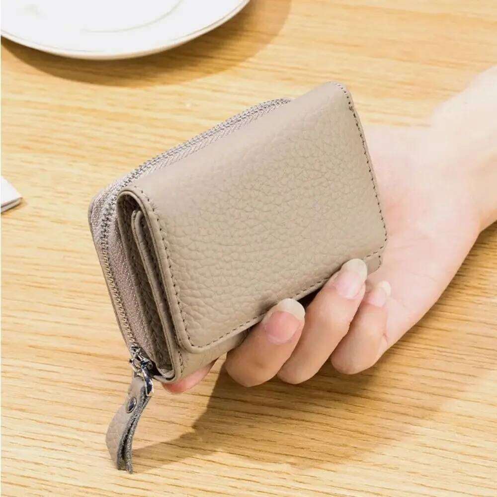 Creative Mini Short Large Capacity Genuine Leather Card Money Bag with Zipper Small Coin Wallet Women Purse Z260130
