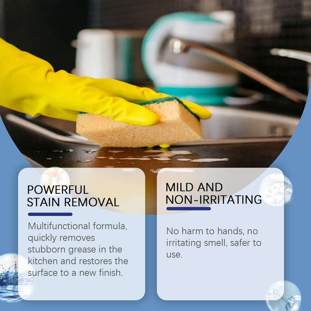 Jue-Fish Kitchen Foam Cleaner Stove Cookware Degreasing Stain Cleaning Various Surfaces Odor Removal S260130