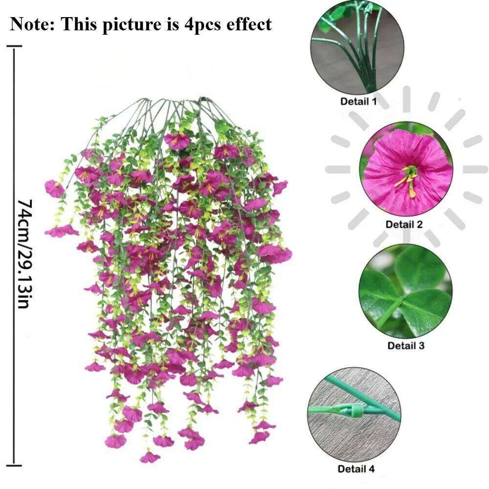 Flower New Artificial Hanging Flowers Plants Easter Decoration 2025 UV-resistant and Realistic Room Decor Wedding W260130