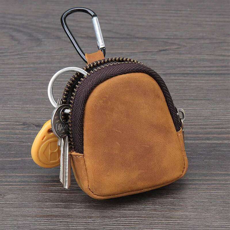 WERLLANDS PU Leather Carabiner Multi-Color Retro Mini Coin Purse Keychain Wallet Z260130
