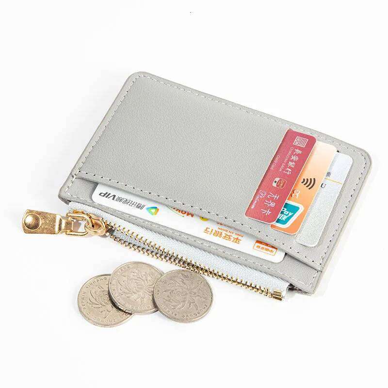 1PC Ultra-Thin Women Men Credit ID Card Holder PU Leather Zipper Fashion Small Wallet Money Bag Case Coin Purse Clip Organizer Z260130