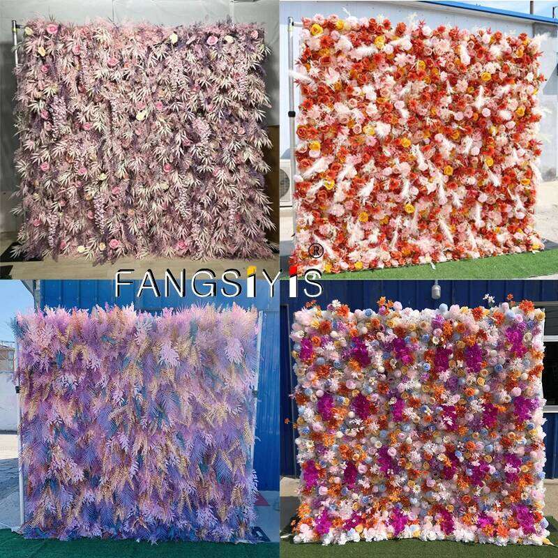 5D White Rose Peony Hydrangea Cloth Roll Up Flower Fabric Hanging Curtain Plant Wall Event Party Wedding Backdrop Deco Prop Y260130