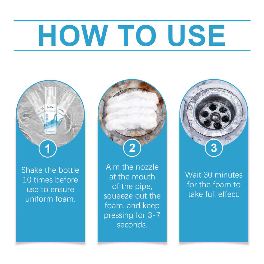 Jue-Fish Foam Spray Household Kitchen Bathroom Powerful Pipe Unclogging Maintenance Cleaning S260130