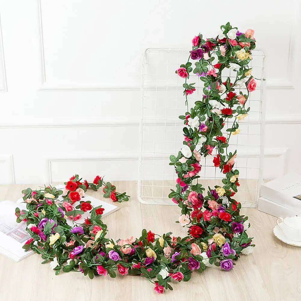2.5M Artificial Garland Realistic UV Resistant Faux Flower Rattan Vine Wedding Party Hanging Simulation Bloom Decoration Y260130