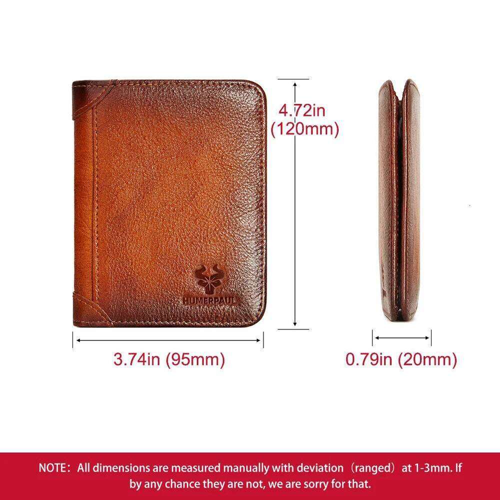 Genuine Leather RFID Protect Wallet for Men Slim Trifold Front Pocket Money Bag Anti-theft Brush Head Layer Cowhide Card Holder Z260130