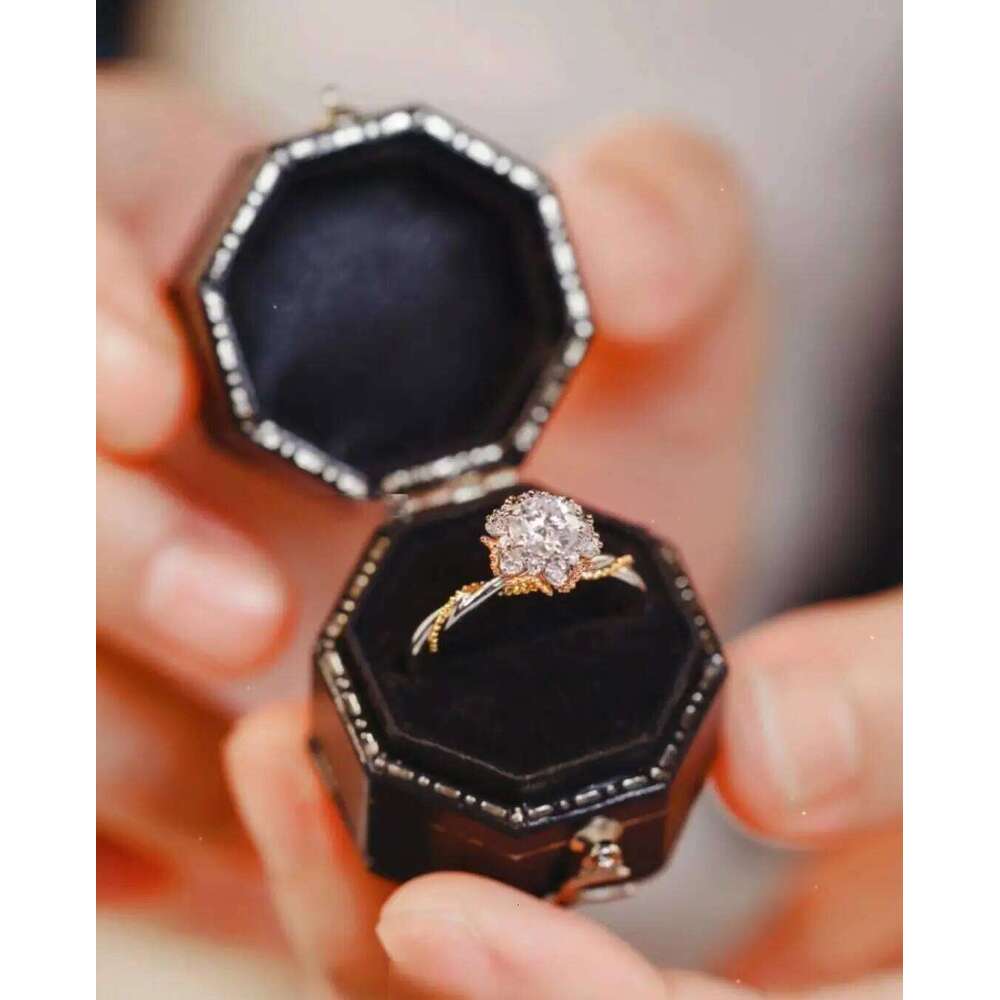 Sweetrain 1CT Certified Moissanite Engagement Ring Women Plated 18k Gold Double Color Wedding Lab Diamond Band Pure 925 Silver XJ260130