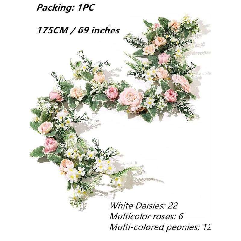 Artificial Rose Flower Vine 175cm Peony Daisy Floral Garlands for Wedding Party Decor Outdoor Table Centerpiece Valentine Day W260130