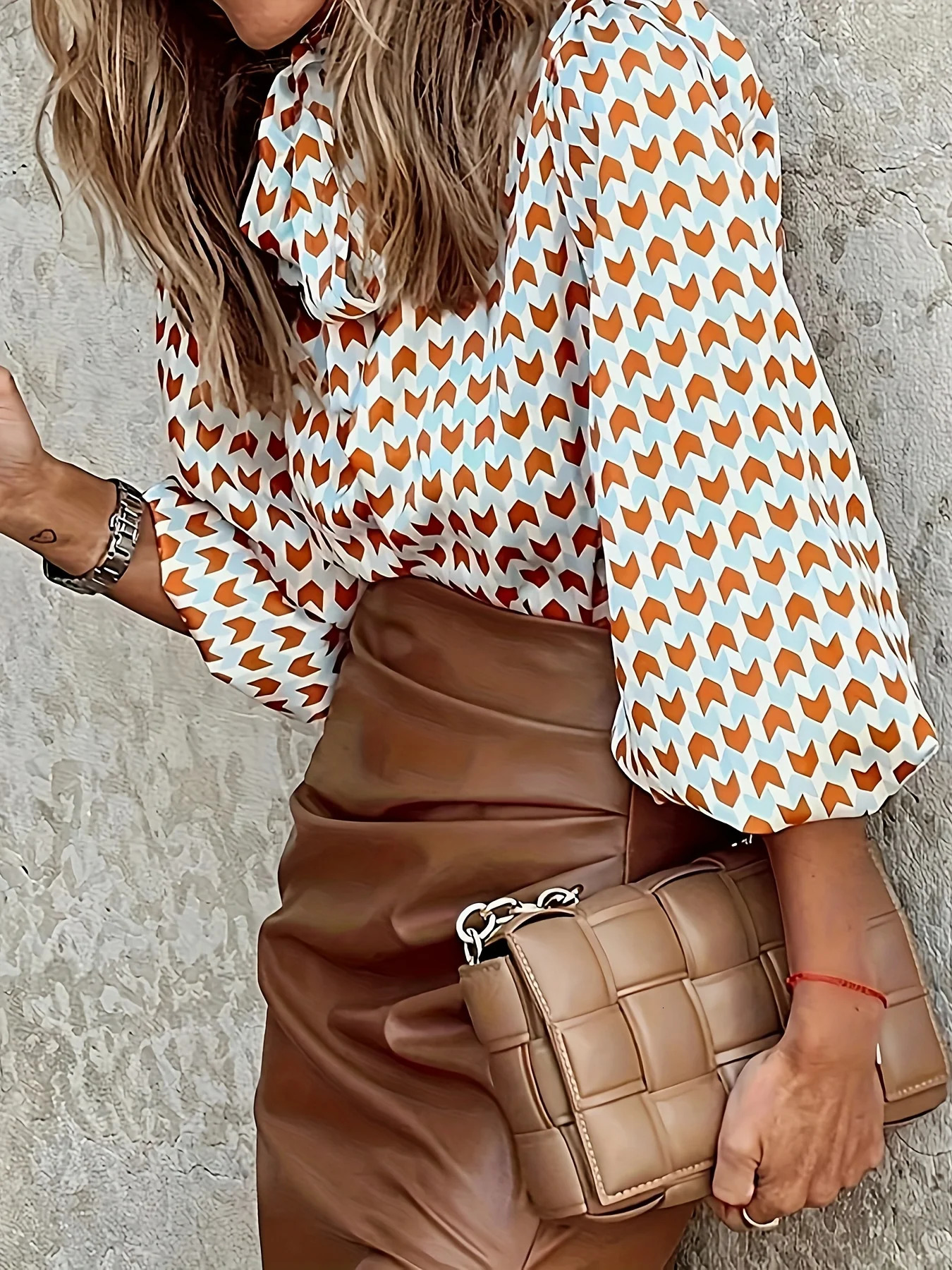 Autumn Style Casual Elegant Long Sleeve Print Loose Womens Shirt Comfortable Fit Printed Top for Women 260126