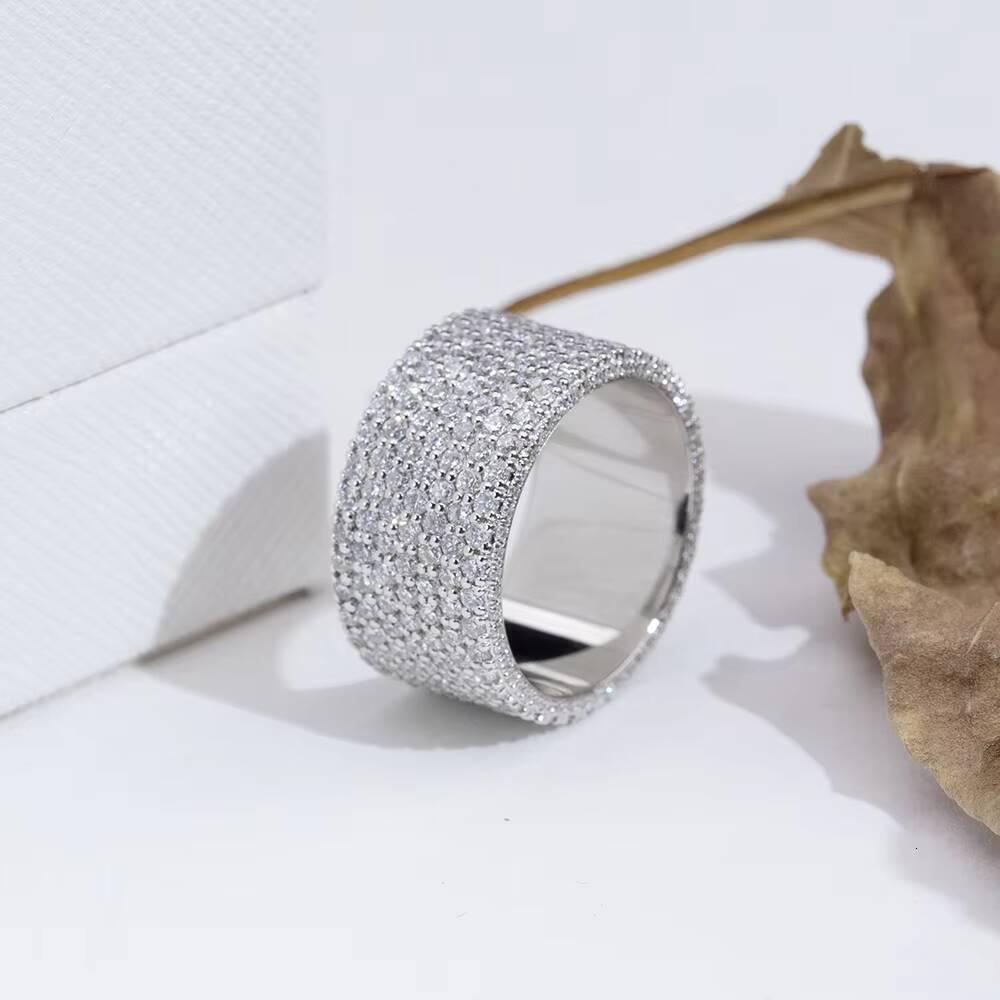 MSR-1973 Custom Hip Hop Ring Jewelry 18k Gold Full Eternity Lab Grown Diamond Ring