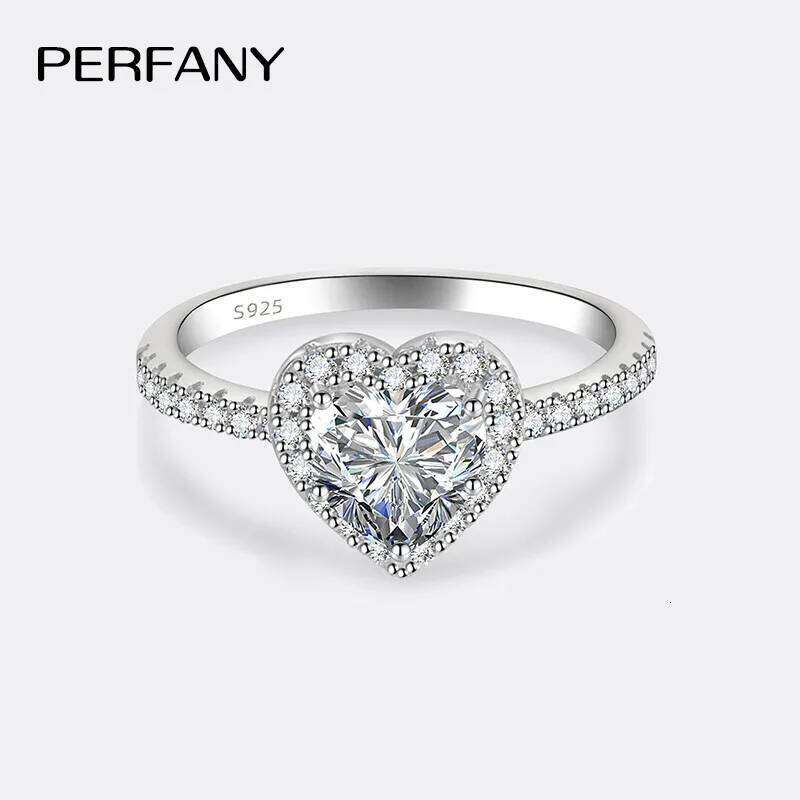 PERMANY 1CT Heart Cut Moissanite for Women S925 Pure Silver Eternal Diamond Ring Engagement Luxury Jewelry XJ260130