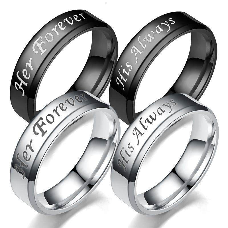 New Fashion Couple His Always Her Forever Rings Factory Direct Sale