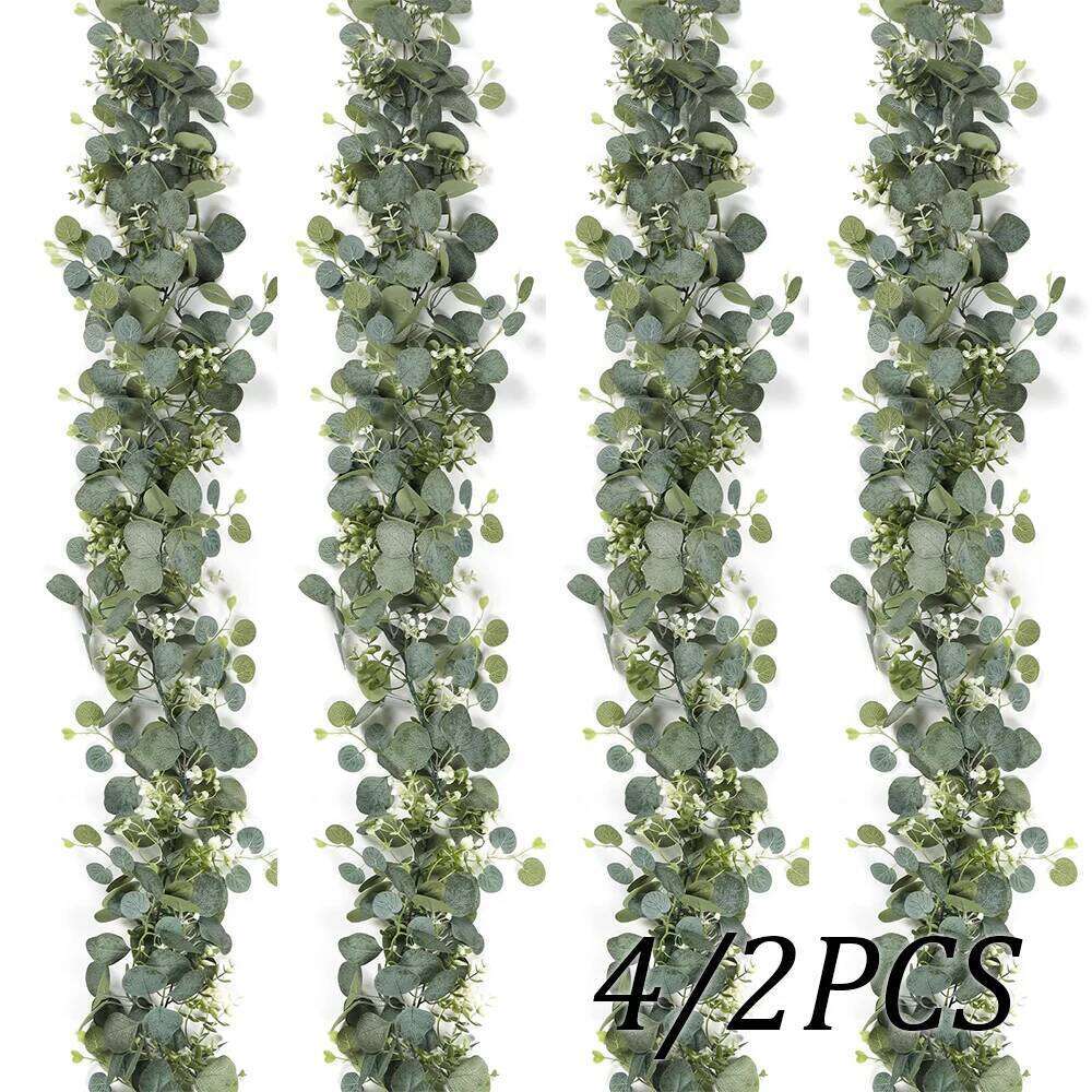 1/2/4PCS Artificial Eucalyptus Hanging Garland White Flowers Vines Fake Plants for Wedding Arch Wall Home Party Christmas Decor W260130