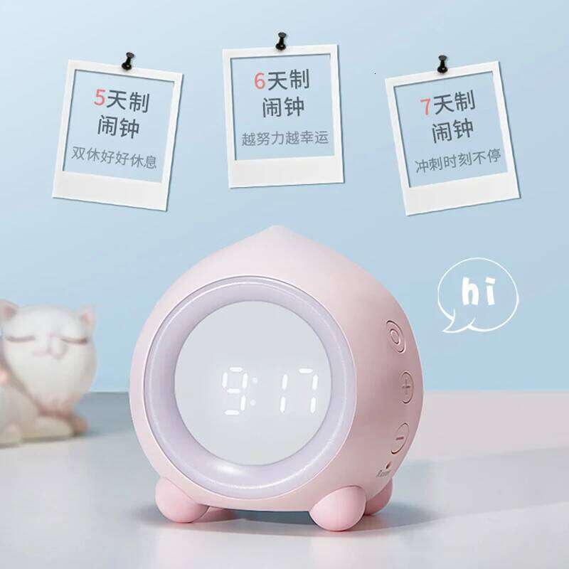 Cartoon Multi Function Mute Children's Night Light Kids Alarm Clock Plastic Needle W260130