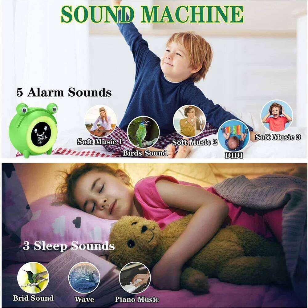 Cute frog Digital Clocks Kids Children Sleeping Training LED Night Light Temperature Display Alarm Clock W260130