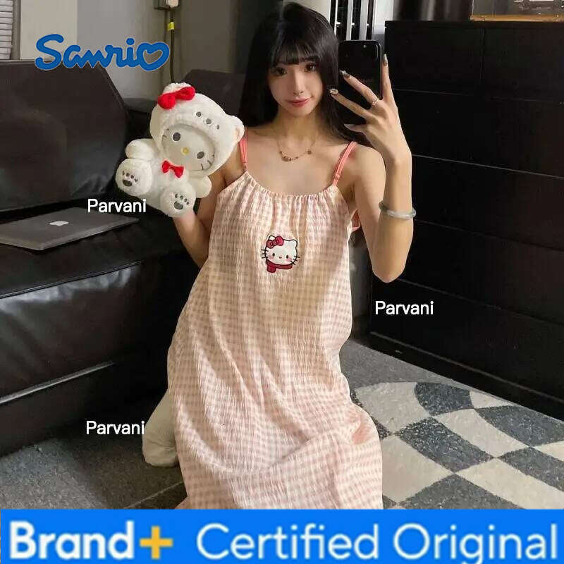 Sanrio s Sweet Nightgown Hello Kittys Pajamas Loose New Style Clothes Simple Trendy Print Creative Hot Selling High End Gifts H260130