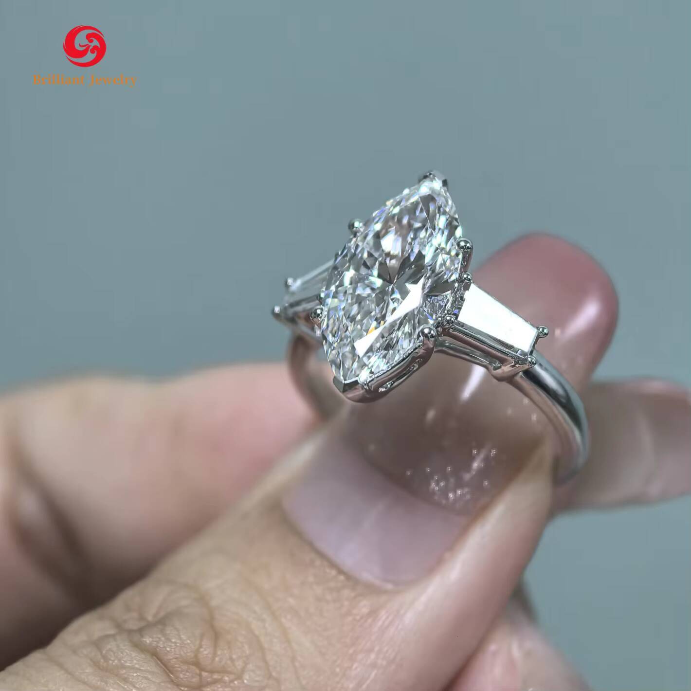 Custom Moissanite Ring 14k 18k Solid Gold 1ct 2ct Marquise Cut Moissanite Diamond Ring for Women Engagement Rings