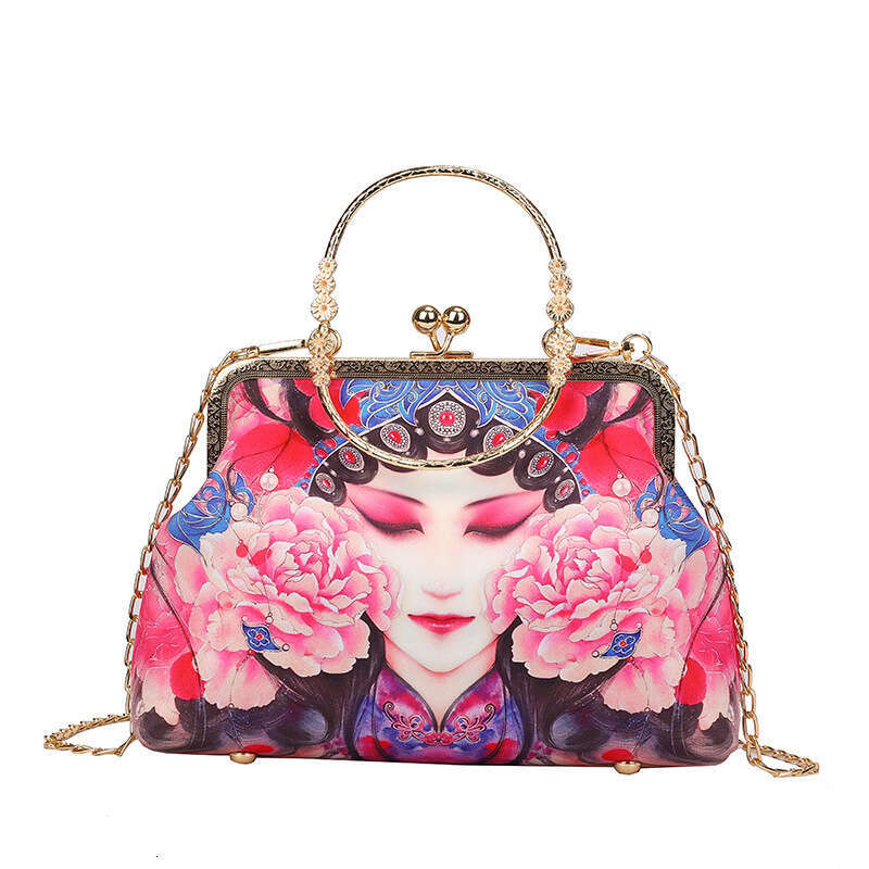 Peking Opera National Trend Finished Fashion Ethnic Hanfu Crossbody Handbag Cheongsam Trendy Street Style Item Clip Bag MASA