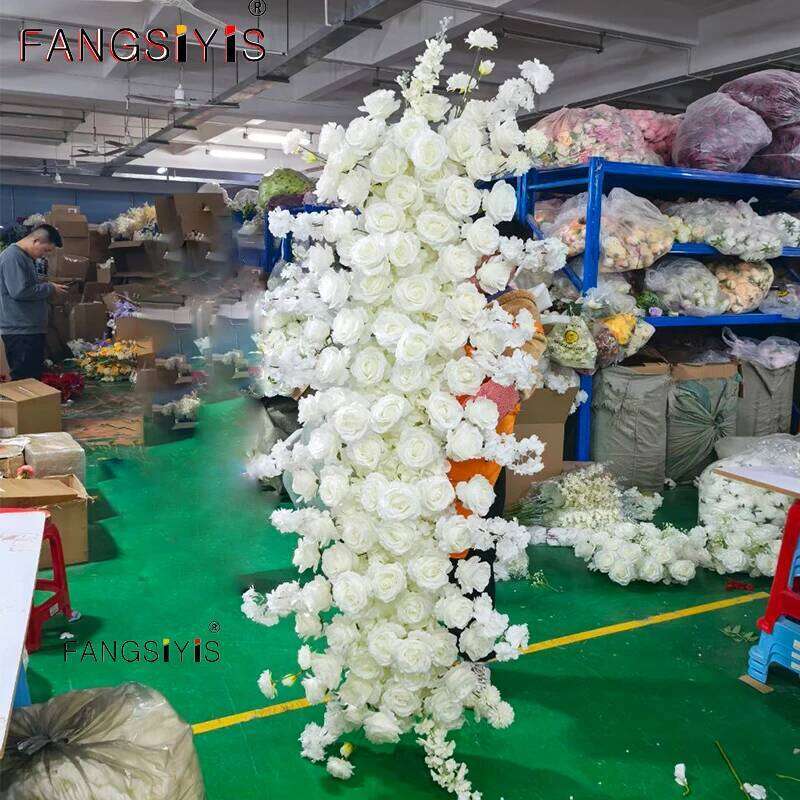 White/pink/red Artificial Roses Delphinium Hanging Corner Flower Row Wedding Backdrop Arch Table Centerpiece Party Decor Y260130