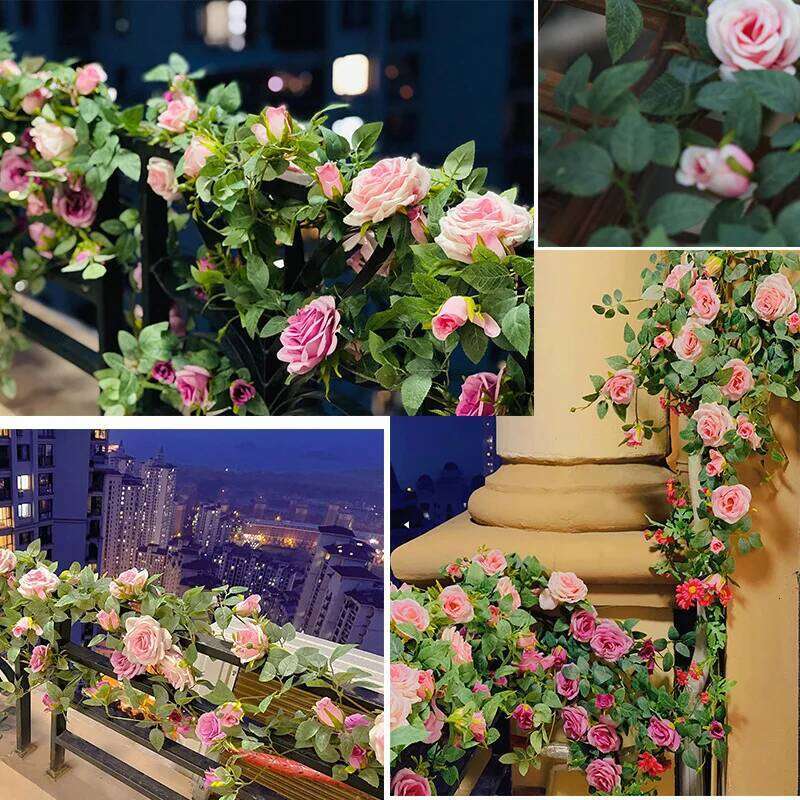 Artificial Flowers Roses Vines 68.89in Silk Wedding Party Garden Living Room Indoor Balcony Air Conditioning Pipe Decoration Y260130