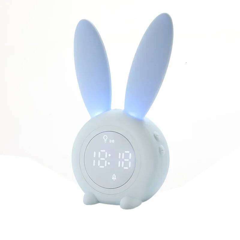 Cartoon Cute Rabbit Timer Intelligent Sensor LED Night Light Charging Student Silent Alarm Clock W260130