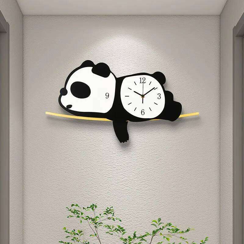 Panda living dining room background wall cartoon cute simple creative no punch clock W260130