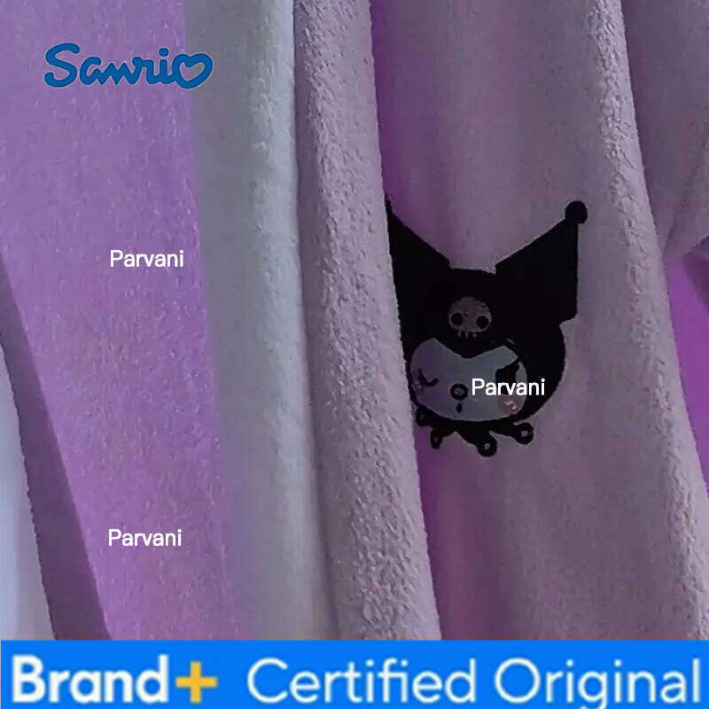 Sanrio Hello Kitty Girl Cartoon Coral Velvet Robe Princess Kawaii Water Uptake Shower Bath Towel Loose Long Sleeves Pajamas New H260130