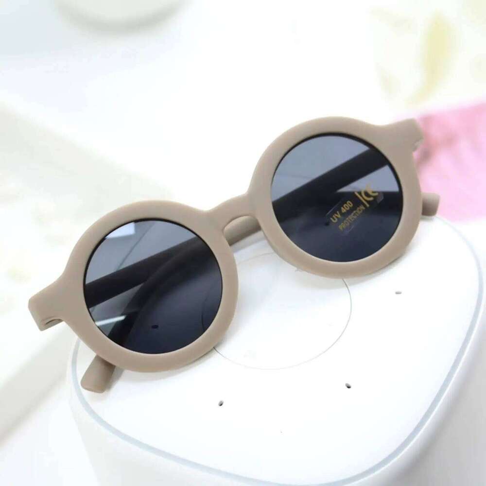 Retro Round Kids Sunglasses Flexible PC Resin Glasses for Children Sun Protection Outdoor Use H260130