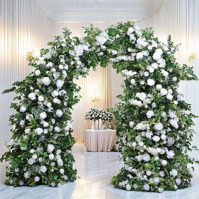 230CM New Artificial Flower Greenery Rose Horn Shaped Arch for Outdoor Proposals Stunning Romantic Decor W260130