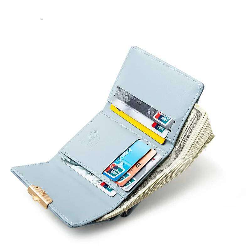 024 Women's summer new women's short wallet Japan and South Korea PU leather hardware buckle three fold bag high texture multi-c Z260130