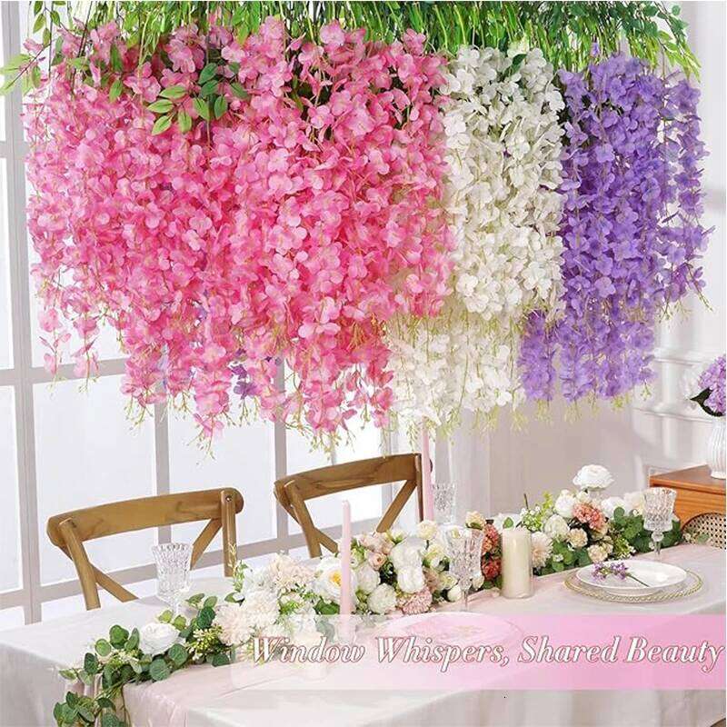 5/10/20Pcs Wisteria Artificial Flower Vine 60cm Hanging Fake Flowets Garland for Home Decor Garden Wedding Party Decoration Wall W260130