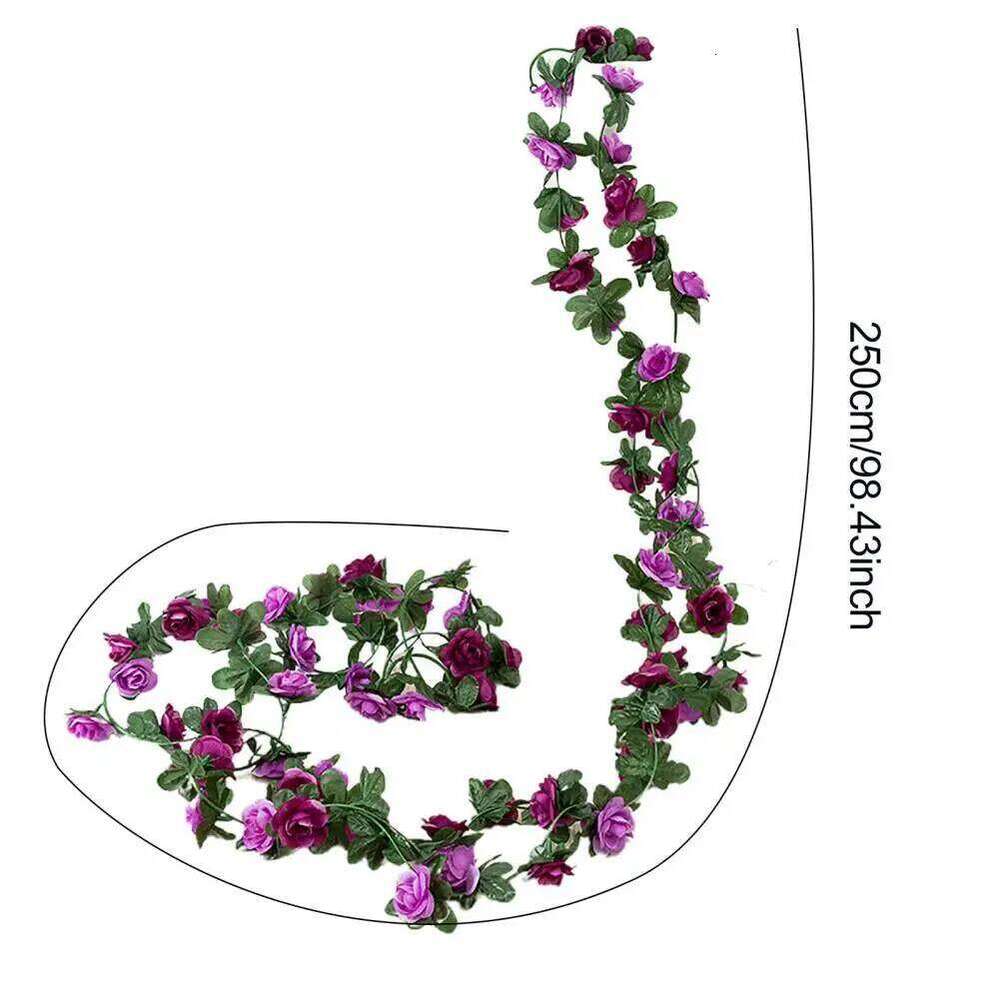 Floral Artificial Flower Garland Uv Resistant Faux Rattan Vine Realistic Simulation Bloom Decoration for Wedding W260130