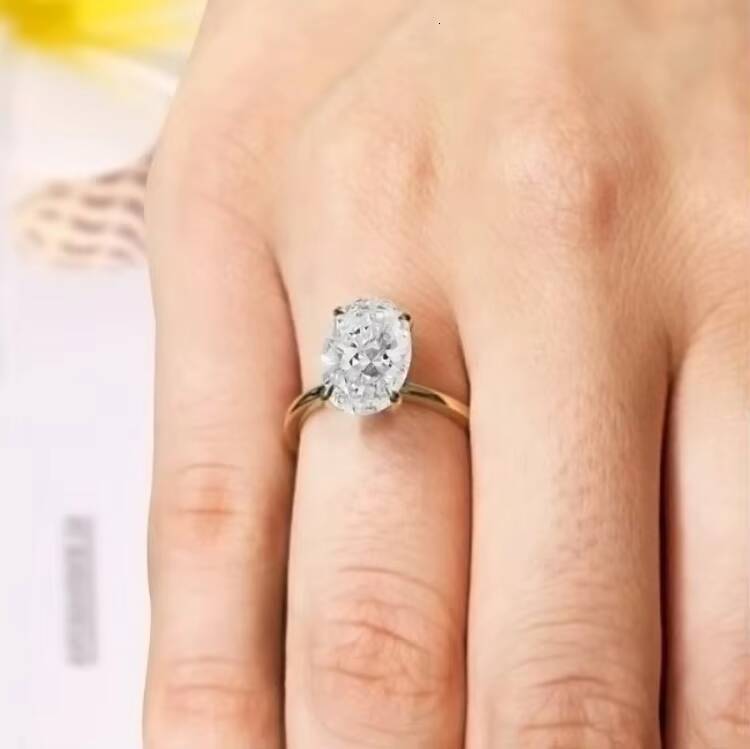 1CT DEF VS VVS IGI Oval HPHT CVD 9K 10K 14K White Rose Yellow Gold Lab Grown Diamond Rings