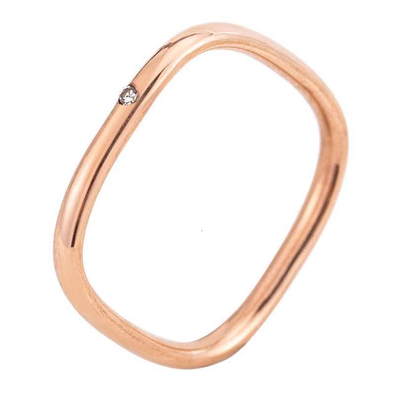 Fashion New Square Diamond Inlaid with Diamonds Xiaohongshu Douyin Internet Celebrity Tail Ring Direct Supply from Manufacturer