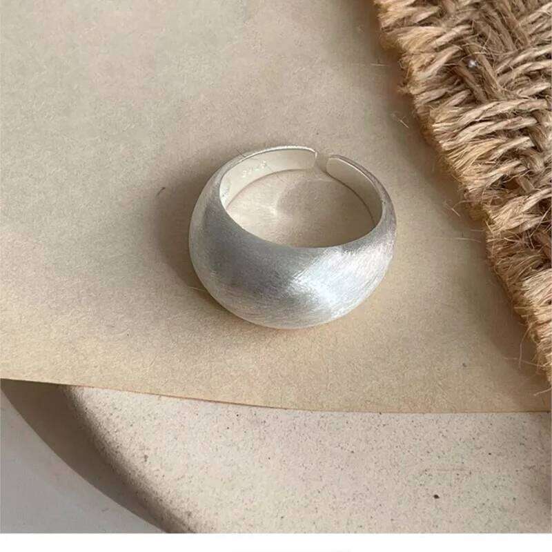 ANENJERY Silver Color Matte Brushed Surface Circular Open Ring For Women New Fashion Delicate Jewelry Gift XJ260130