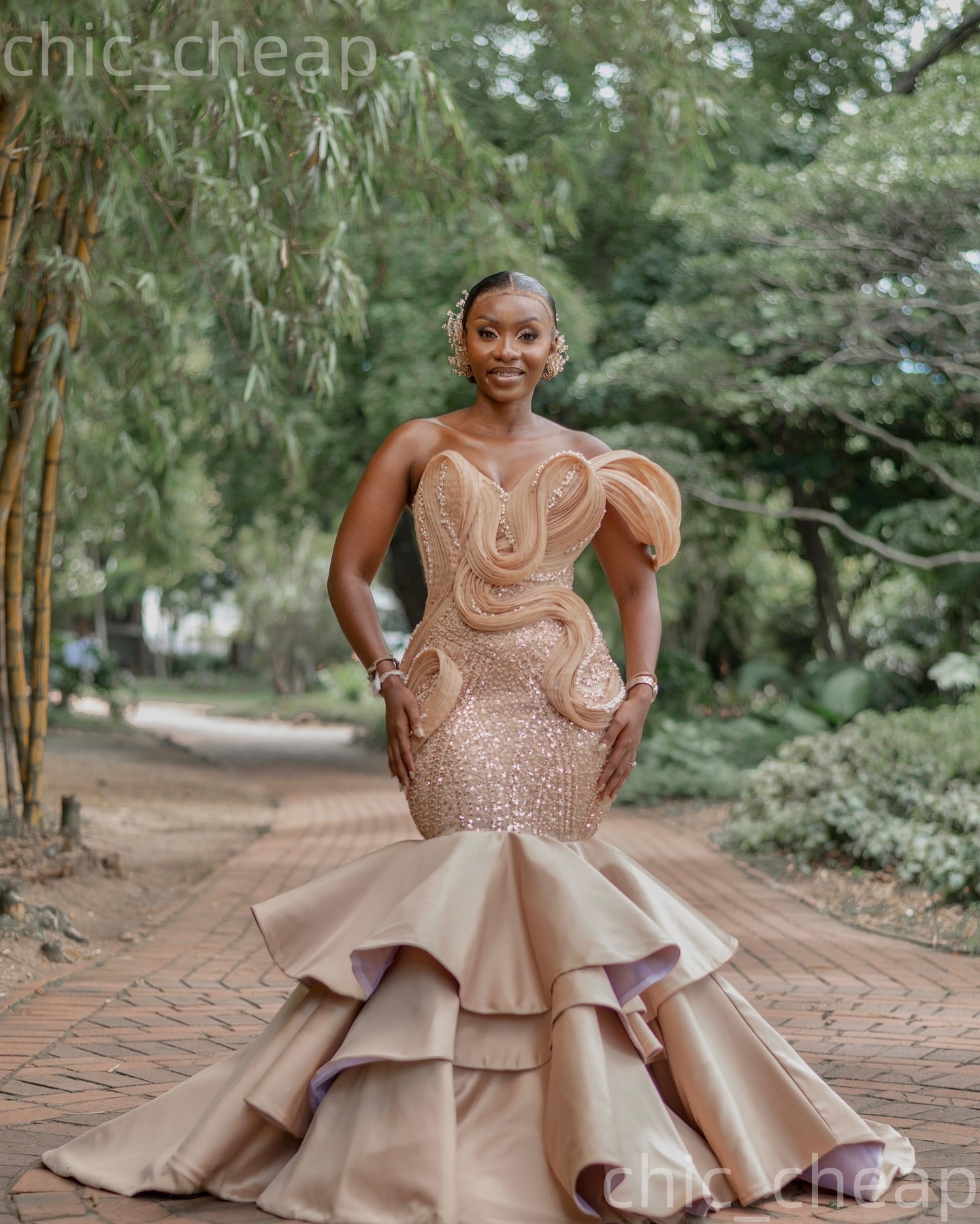 Aso Ebi Champagne Mermaid Prom Dresses 2026 Pearls Beaded Sweetheart Evening Formal Party Second Birthday Engagement Gowns Plus Size Dress For Special