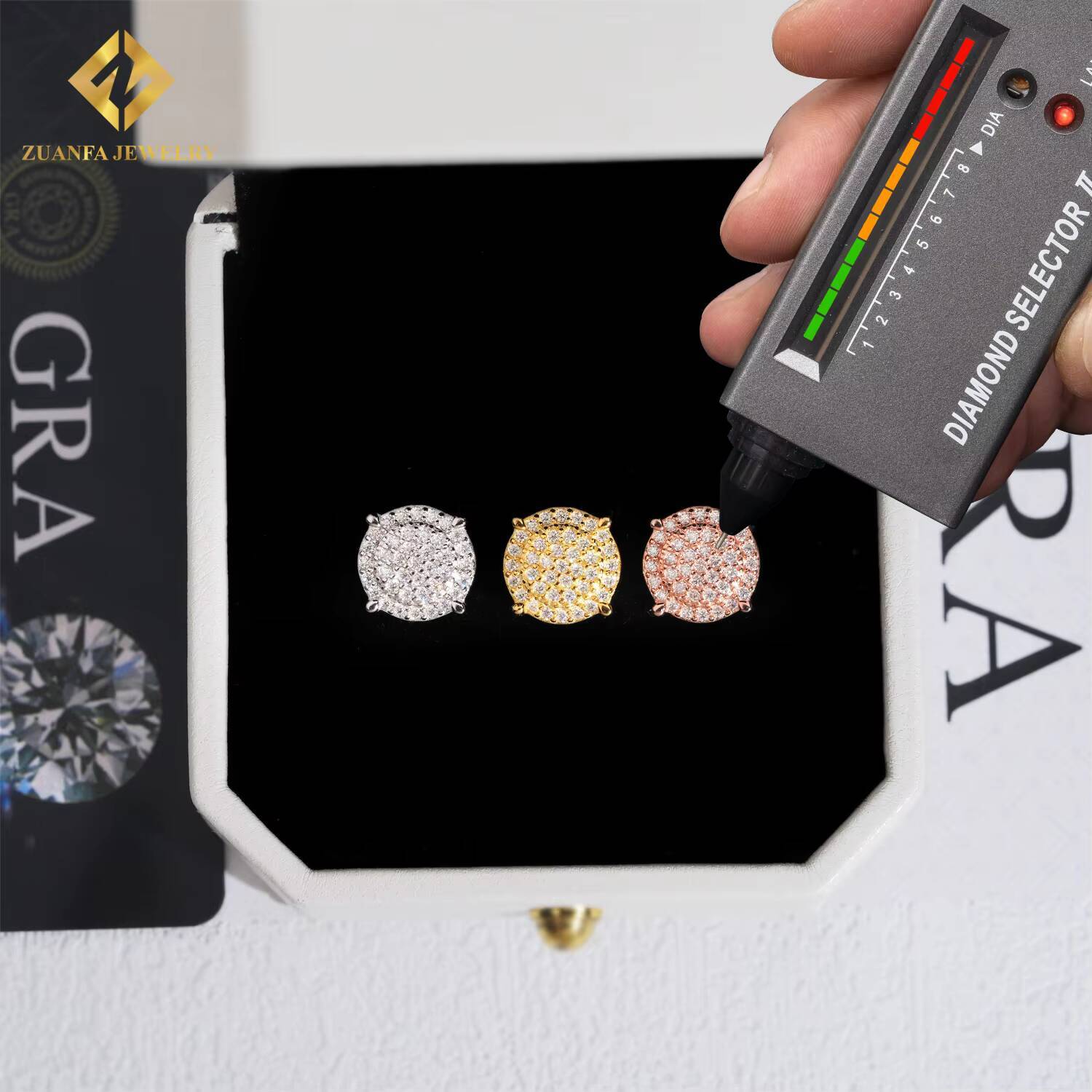 Wholesale Price Fashion Women VVS Moissanite Earrings Fine Jewelry 925 Sterling Silver Fully Iced Out Stud Earring