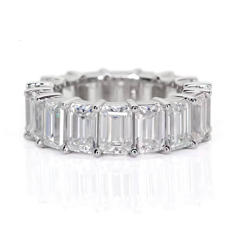 925 Silver Plate White Gold baguette Moissanite Solitaire Wedding Engagement Ring