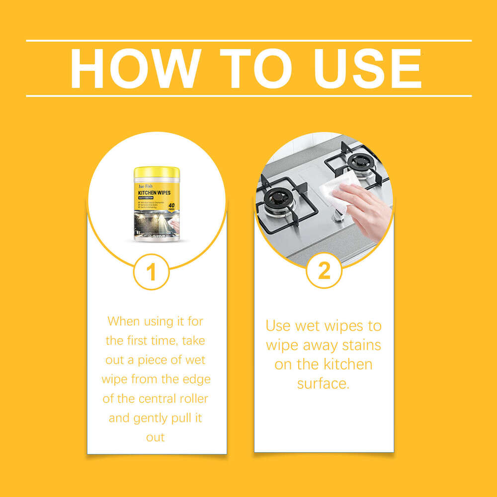 Jue-Fish Kitchen Countertop Stove Oven Multi-Purpose Household Heavy Oil Stain Cleaning Wipes S260130