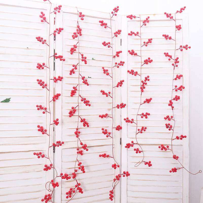Garland With Red Berry Artificial Flowers Plant Wall Christmas Table Decoration Hanging Rattan For Door Arch W260130