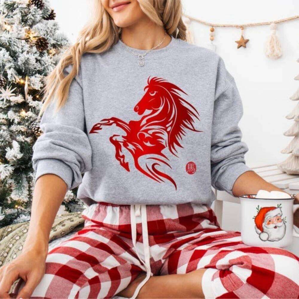 Horse Sweatshirt 2026 Clothing Happy Chinese New Year Pullover Women Men Fashion Casual Holiday Tops C260130