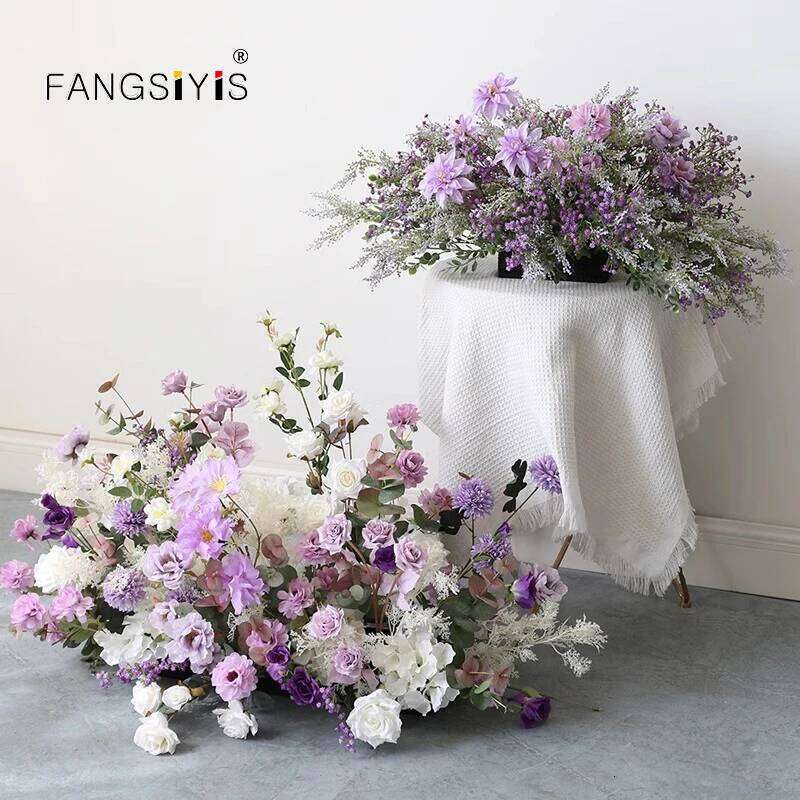 Luxurious Rose hydrangea Flower Row Wedding Artificial Table Floral Commercial Plaza Partition Hotel Scene Layout Floor Flowers W260130