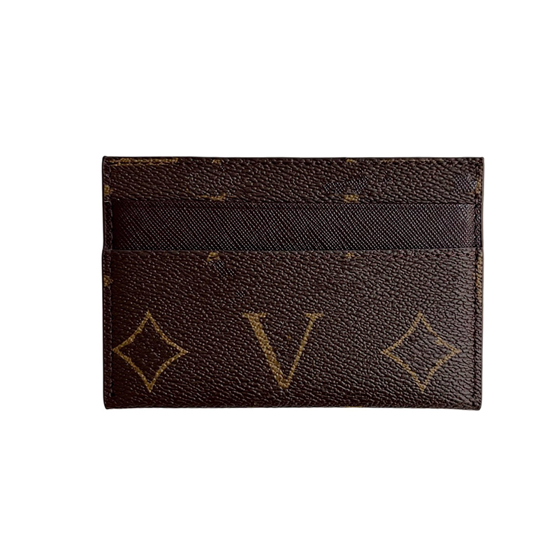 Top Designer Leather credit Card Holder Metal flower decoration Wallet Short Case evuitunns business card Purse Brown Women Men Wholesale with free shipping