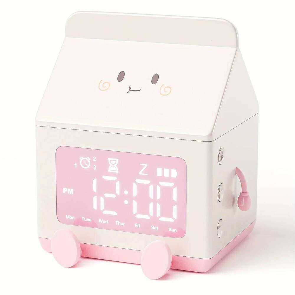 Creative Milk Box Digital Alarm Date Display Mini Countdown Cute Electronic Bedroom Table Clock W260130
