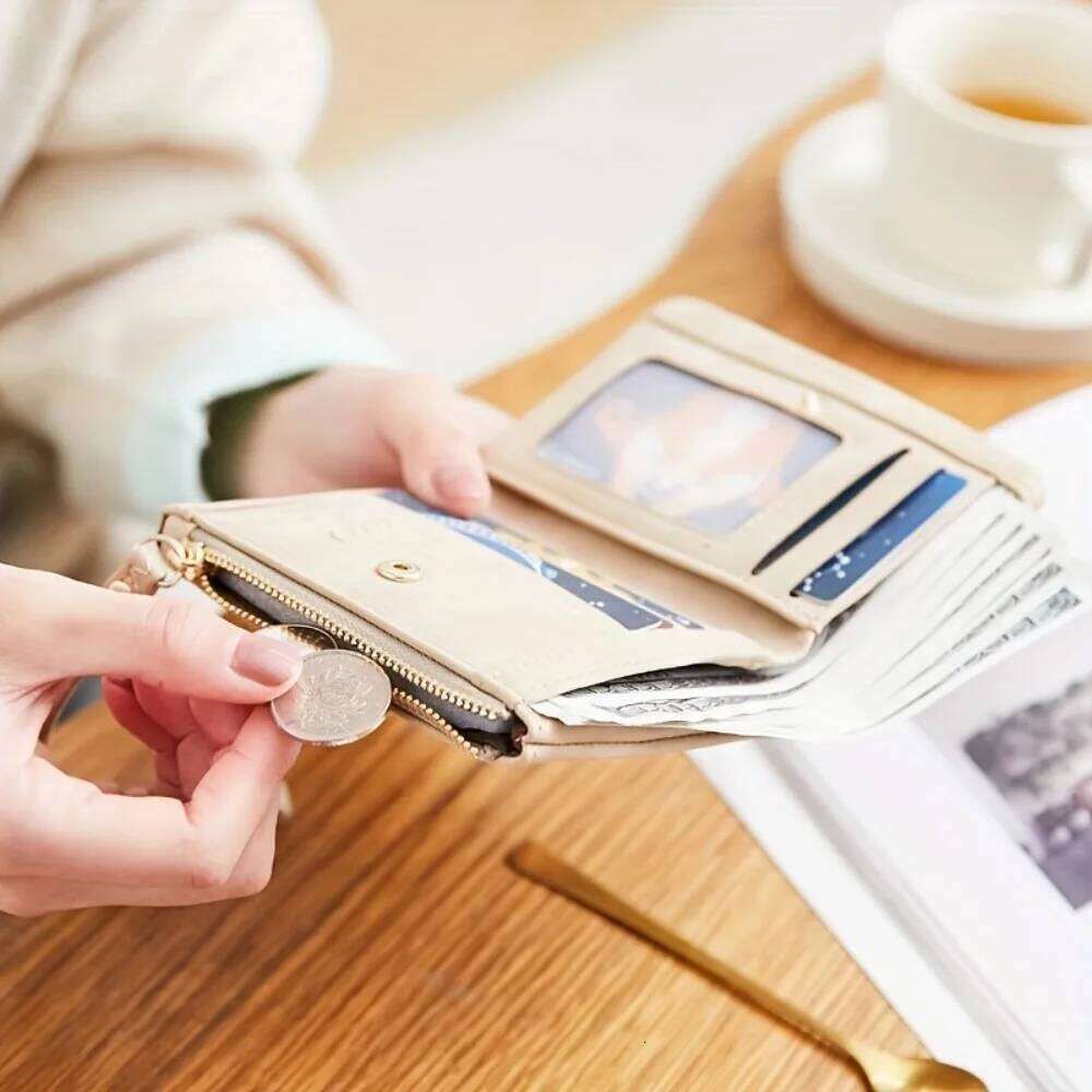 New Stylish Women Short Floral Print Card Holder Compact Coin Purse Money Clip Multi-Functional Retro Casual Small Wallet Z260130